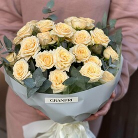 Роза кустовая, Эвкалипт, Пленка матовая, Тишью