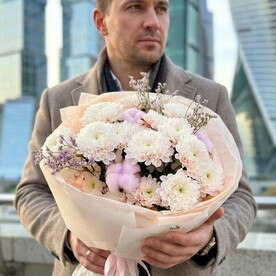 Персиковые кустовые хризантемы с хлопком