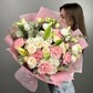 39-0070 Уникальный букет из белой гортензии, лилии и нежной кустовой розы с эвкалиптом