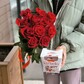 Комбо из красных роз и конфет Рафаэлло 150г